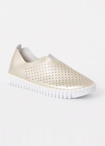 Ilse Jacobsen Espadrille van leer met metallic finish