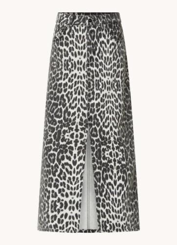 Co'Couture Leo midi spijkerrok met panterprint en split