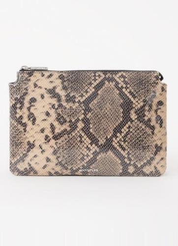 Whistles Elita clutch van leer met slangenprint