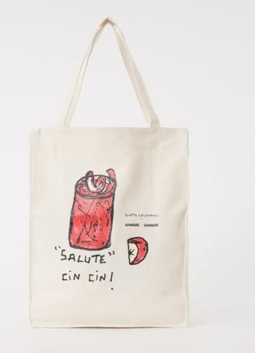 SAMSØE SAMSØE Sagiotto shopper van canvas met print