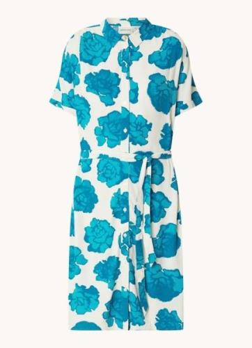 Fabienne Chapot Boyfriend midi blousejurk met bloemenprint en strikcei...