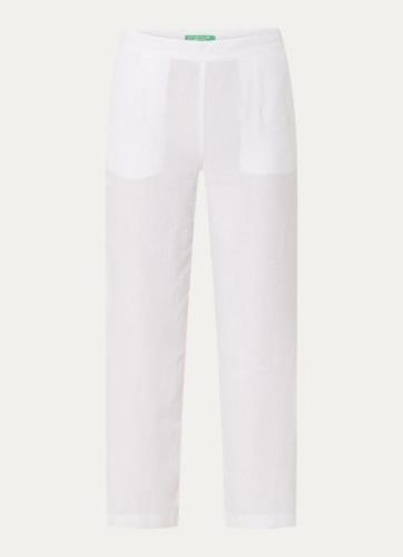 Benetton High waist straight fit cropped chino in linnenblend