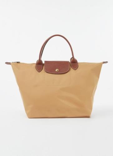 Longchamp Le Pliage Original handtas M met leren details