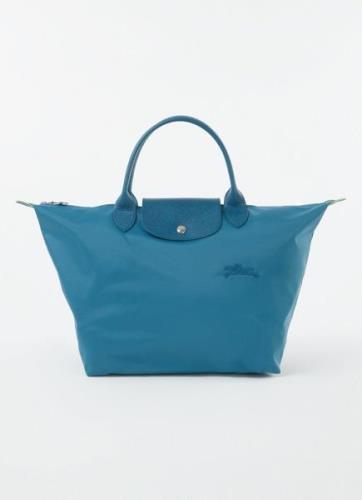 Longchamp Le Pliage Green handtas M met leren details