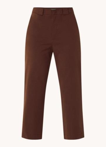 Benetton High waist straight fit cropped pantalon met steekzakken