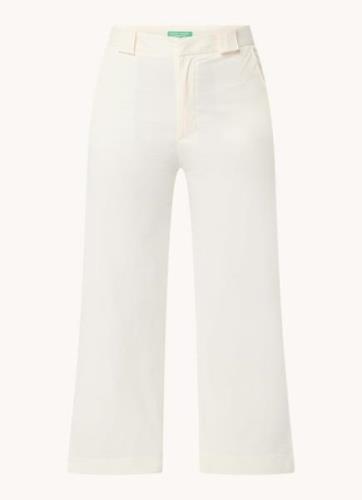 Benetton High waist straight fit cropped pantalon met steekzakken