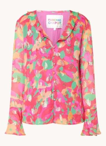 Fabienne Chapot Rosa blouse met bloemenprint en lurex