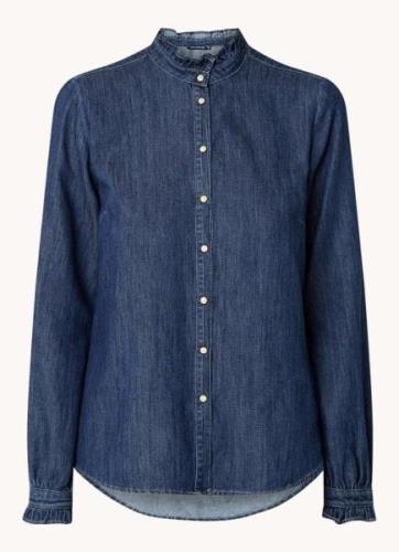 River Woods Blouse van chambray met ruches