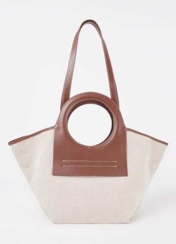 Hereu Cala S shopper van canvas met kalfsleren details