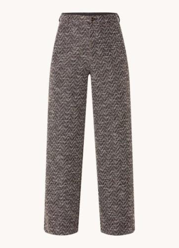 Vanilia High wais wide fit pantalon van bouclé