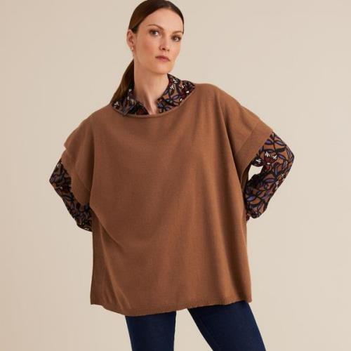 Poncho met ronde hals in fijn tricot