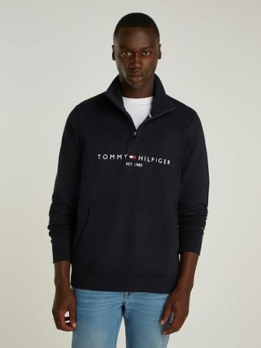 Sweater met opstaande kraag en halve rits Tommy Logo