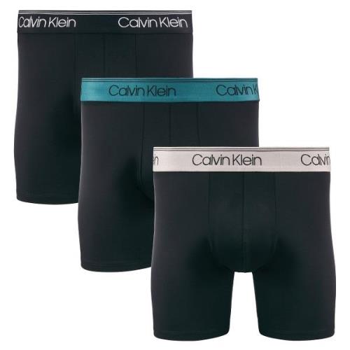 Set van 3 effen lange boxershorts in microvezel