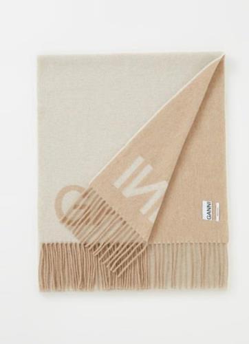 Ganni Sjaal van wol met logoprint 235 x 50 cm
