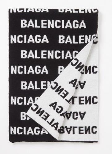 Balenciaga All Over sjaal in wolblend met logoprint 260 x 40 cm
