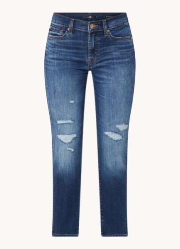 7 For All Mankind Mid waist slim fit cropped jeans met verwassen afwer...