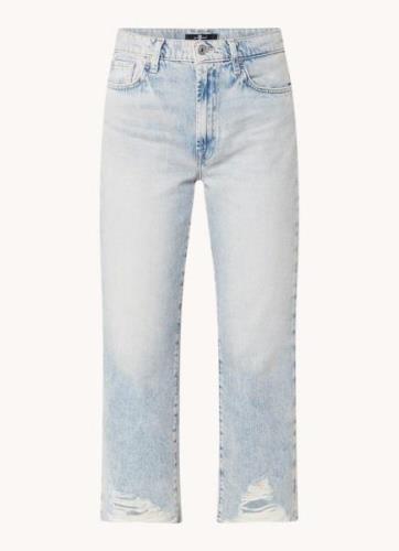 7 For All Mankind Logan high waist straight leg cropped jeans met lich...