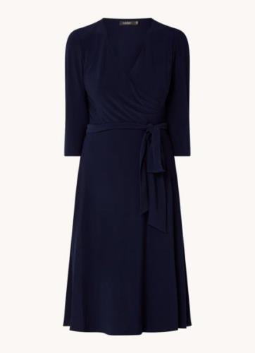 Ralph Lauren Midi jurk met strikceintuur en V-hals