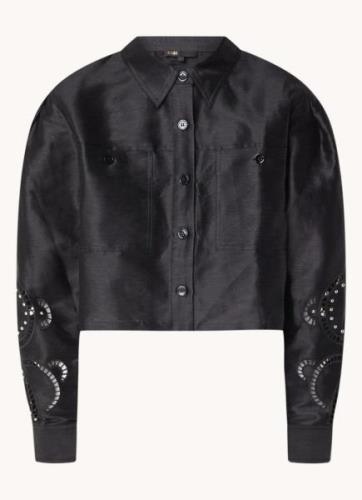 Maje Cropped blouse in linnenblend met opengewerkt detail