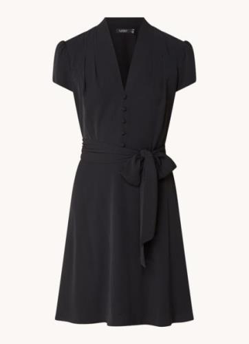 Ralph Lauren Mini jurk met pofmouw en strikceintuur