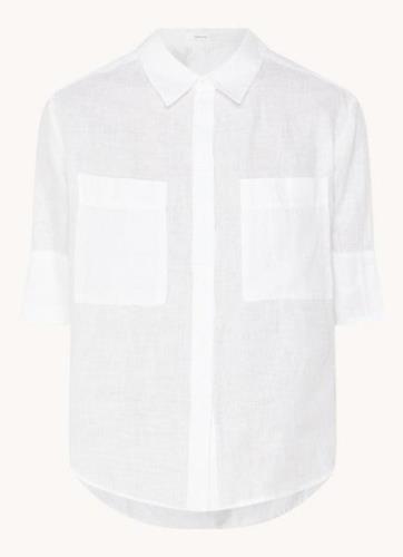 OPUS Filalia blouse van linnen met borstzakken