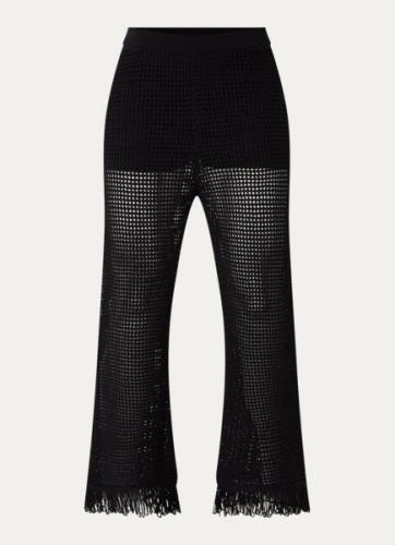 Sisley High waist flared fit cropped pantalon met opengewerkt dessin