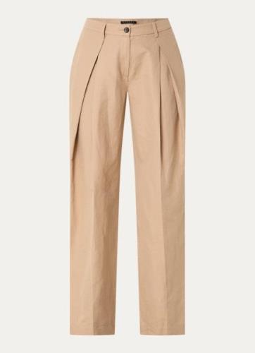 Sisley High waist straight fit pantalon in linnenblend