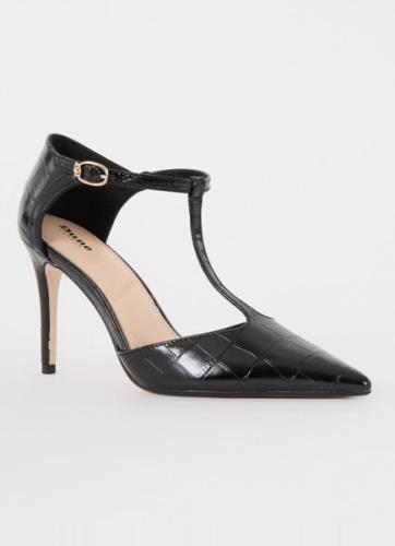 Dune London Castered pump met crocostructuur