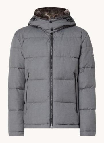 Strellson Asola 3.0 puffer jack met afneembare imitatiebontkraag en ri...