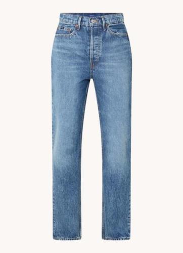 Denham Suki high waist straight leg jeans met medium wassing