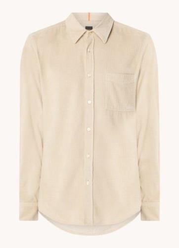 HUGO BOSS Relegant regular fit overshirt van corduroy met borstzak