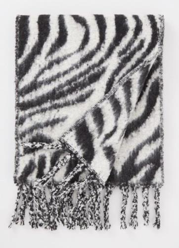 Fraas Sjaal in scheerwolblend met zebraprint 225 x 40 cm