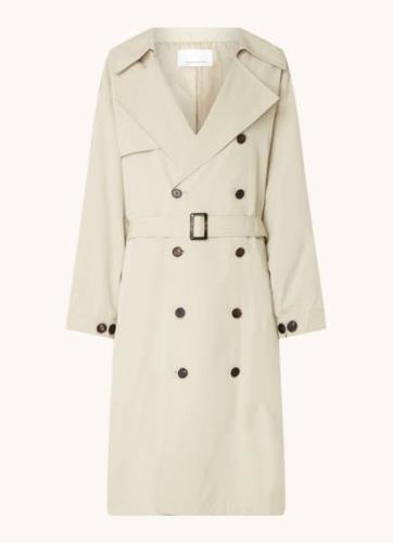 The Frankie Shop Mavis oversized double-breasted trenchcoat met strikc...