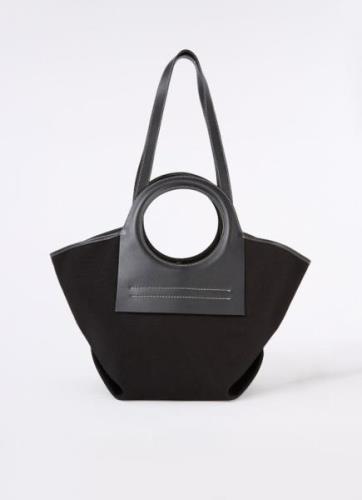 Hereu Cala S shopper van canvas met kalfsleren details