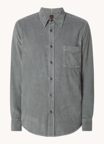 HUGO BOSS Relegant regular fit overshirt van corduroy met borstzak