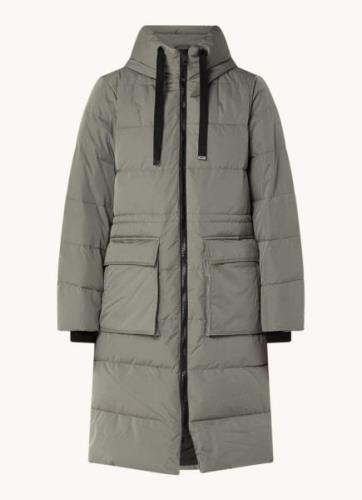 MSCH Copenhagen Pavine longline puffer jas met capuchon en klepzakken