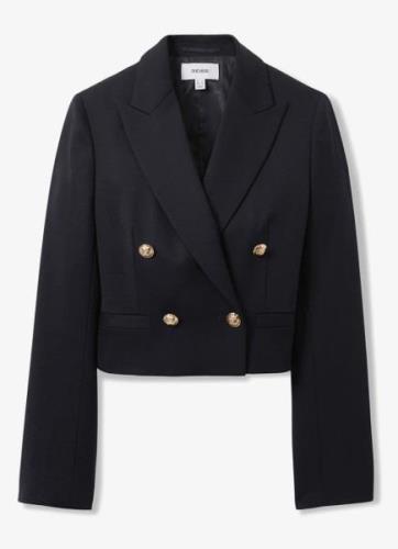 Reiss Leigh cropped double-breasted blazer in wolblend