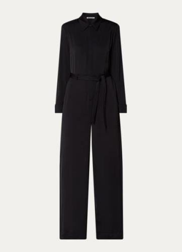 Vanilia Wide fit jumpsuit van satijn met strikceintuur