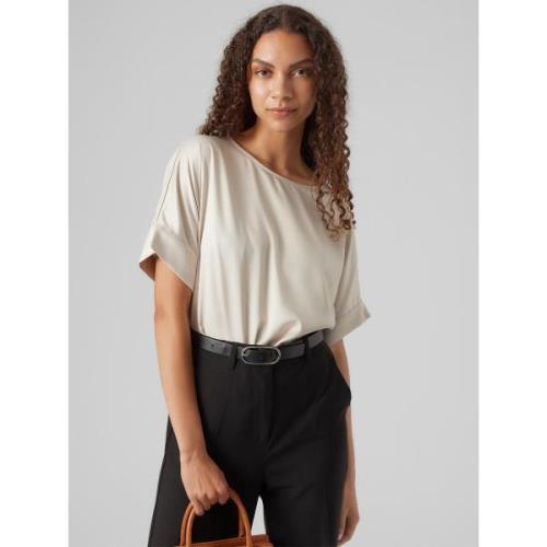 Blouse satinée, manches courtes