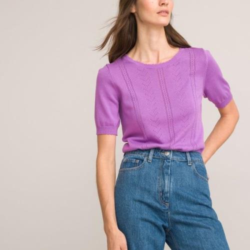 Pull manches courtes fine maille pointelle