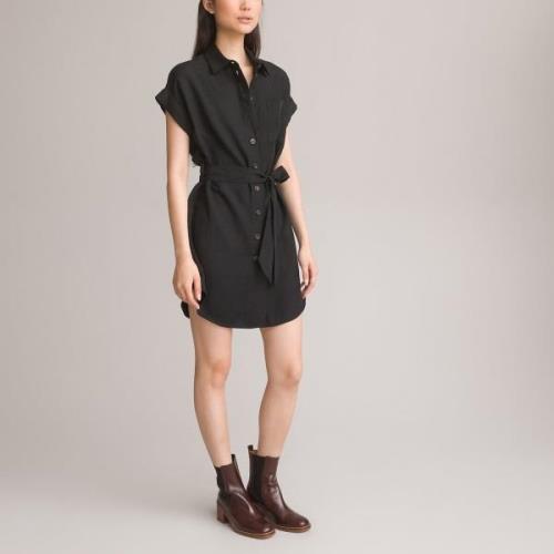 Robe-chemise courte, mélange lyocell et lin