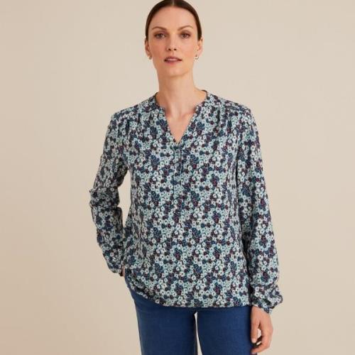 Blouse col tunisien, imprimé floral