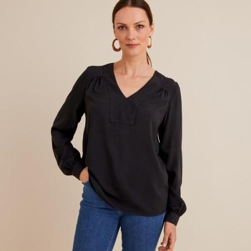 Blouse col V, manches longues