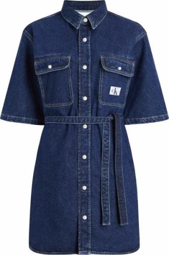 Robe courte en denim, manches courtes, logo CK