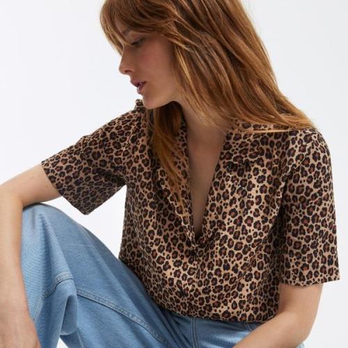 Chemisier col tailleur, imprimé animalier