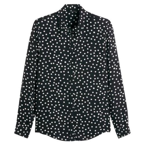 Chemise manches longues à pois col classique