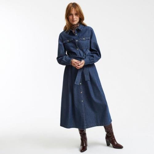 Robe longue boutonnée en jean, manches longues