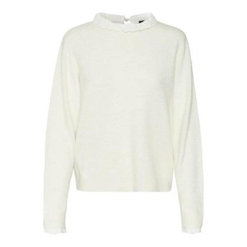 Pull fine maille, col broderie anglaise