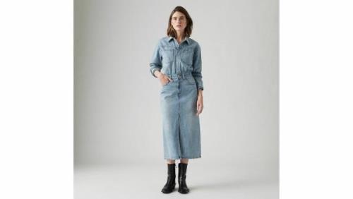 Robe chemise cintrée en jean