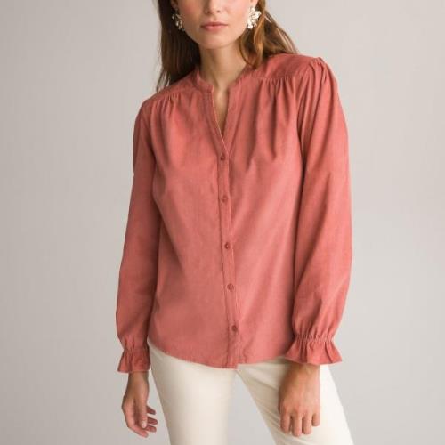 Chemise en velours, col mao, manches longues